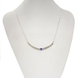 Greek key design - meander silver necklace with lapis lazuli 2